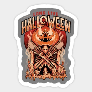 Long Live Halloween - Evil Pumpkin Skull Gift Sticker